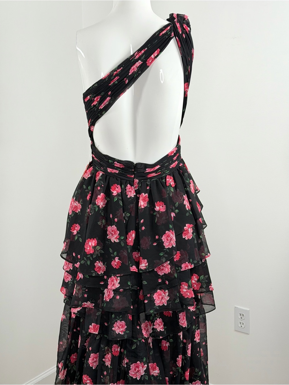 MAC DUGGAL 70246 One Shoulder Ruffled Floral Layered High-Low Dress Size 4 - Picture 12 of 16